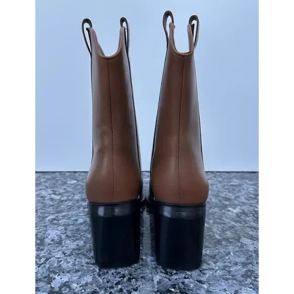 Everlane The Outlaw Boot Saddle Brown Leather Boots Size 9 - Picture 3 of 13